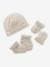 Gebreide set baby muts + wanten + laarsjes gemêleerd beige+hazelnoot - vertbaudet enfant 