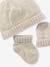 Gebreide set baby muts + wanten + laarsjes gemêleerd beige+hazelnoot - vertbaudet enfant 