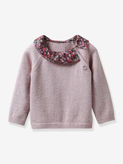 Baby-Trui, vest, sweater-Trui-Babytrui met kraagje van Liberty® stof CYRILLUS