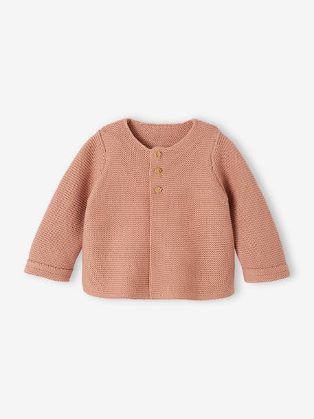 Fijnmazig baby vestje van katoen cappuccino+gemêleerd beige+inkt+ivoor - vertbaudet enfant 