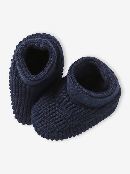 Set babymutsjes, wanten en laarsjes en bijpassend zakje Oeko-Tex® ecru+grijsblauw+marineblauw - vertbaudet enfant 