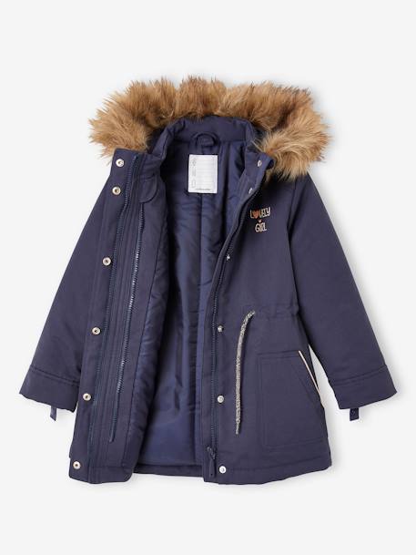 3-in-1 parka met capuchon meisje marineblauw+PURPLE DARK - vertbaudet enfant 