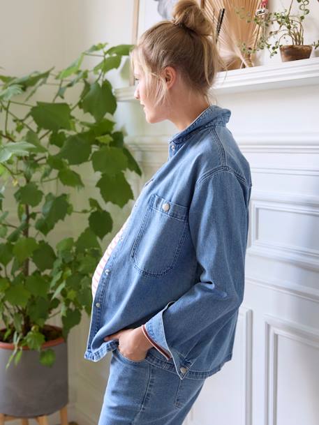 Zwangerschaps- en voedingsblouse van denim ongewassen denim - vertbaudet enfant 