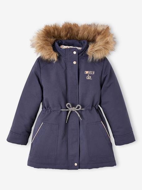 3-in-1 parka met capuchon meisje marineblauw+PURPLE DARK - vertbaudet enfant 