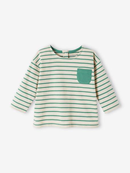 Gestreept T-shirt baby met lange mouwen groen, gestreept - vertbaudet enfant 