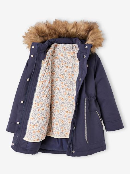 3-in-1 parka met capuchon meisje marineblauw+PURPLE DARK - vertbaudet enfant 