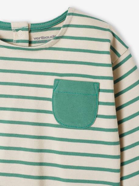 Gestreept T-shirt baby met lange mouwen groen, gestreept - vertbaudet enfant 