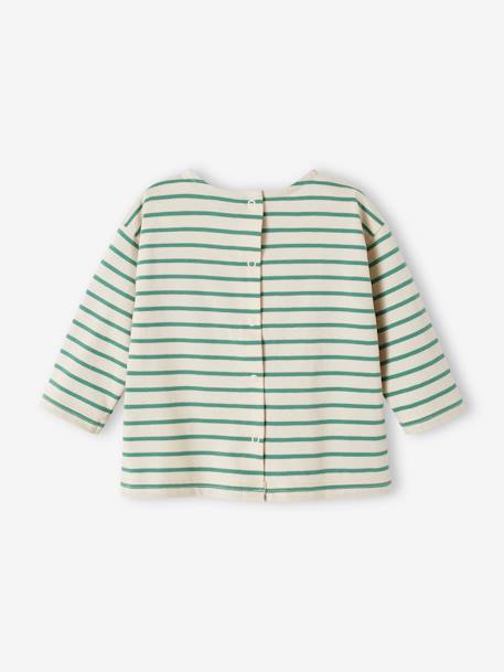 Gestreept T-shirt baby met lange mouwen blauw, gestreept+groen, gestreept+pecannoot - vertbaudet enfant 