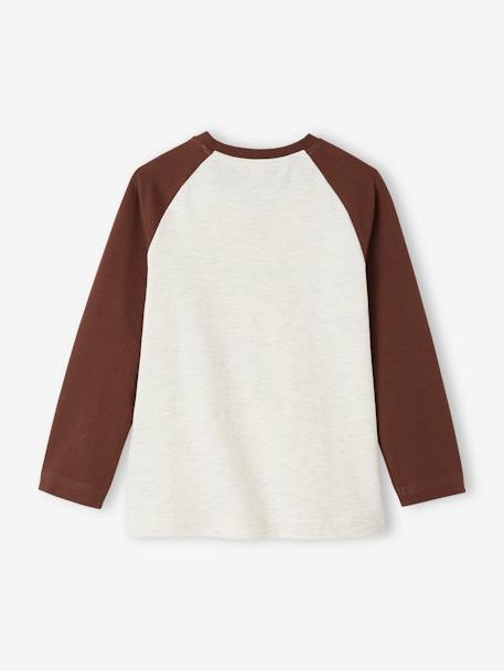 Sportshirt met motief in reliëf en lange raglanmouwen gemêleerd beige - vertbaudet enfant 