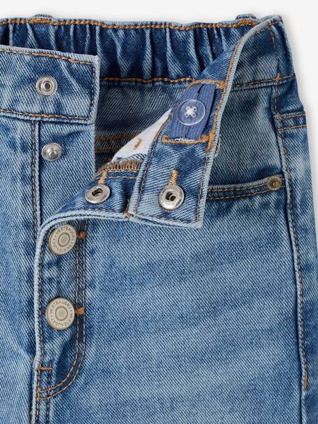 Jeans Mom fit MorphologiK meisjes heupomtrek SMALL double stone+jeansblauw+stone - vertbaudet enfant 