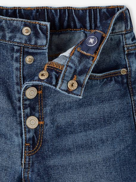 Jeans Mom fit MorphologiK meisjes heupomtrek SMALL double stone+jeansblauw+stone - vertbaudet enfant 