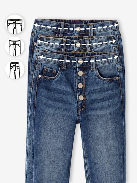 Jeans Mom fit MorphologiK meisjes heupomtrek MEDIUM double stone+jeansblauw+stone - vertbaudet enfant 