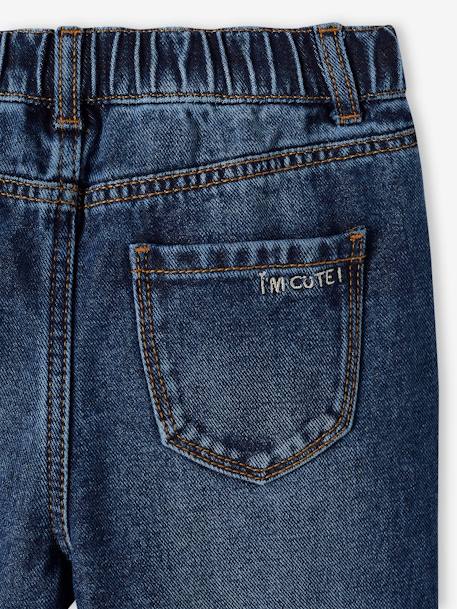 Jeans Mom fit MorphologiK meisjes heupomtrek SMALL double stone+jeansblauw+stone - vertbaudet enfant 