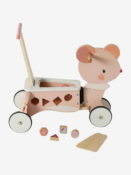 FSC¨-houten drager en loopwagen TANZANIE 2 in 1 hout+rozen - vertbaudet enfant 