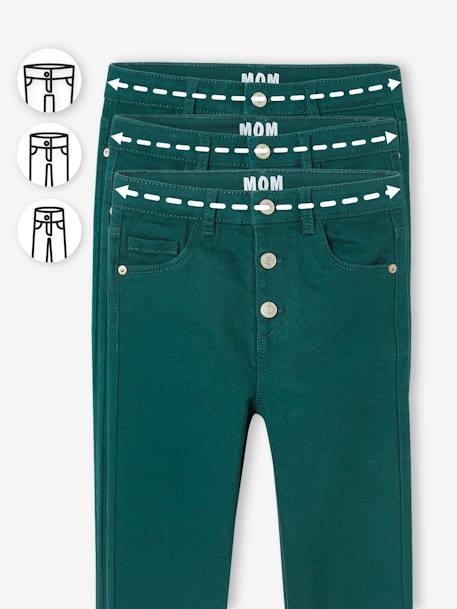 Broek met moms-pasvorm MorphologiK meisjes dennen+ecru+inktblauw+perzik+roze (poederkleur) - vertbaudet enfant 