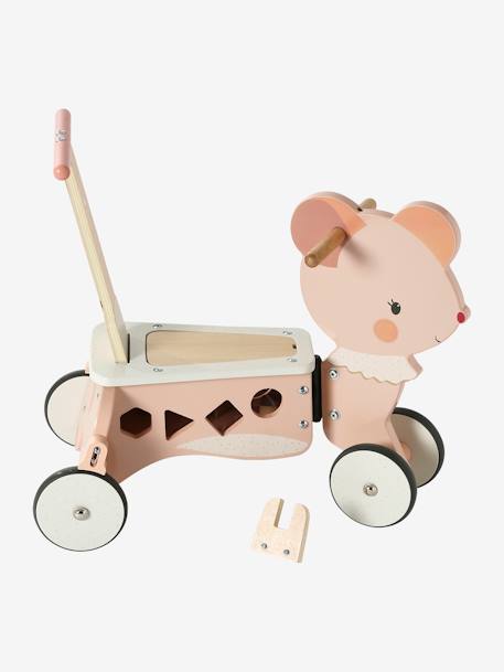 FSC¨-houten drager en loopwagen TANZANIE 2 in 1 hout+rozen - vertbaudet enfant 