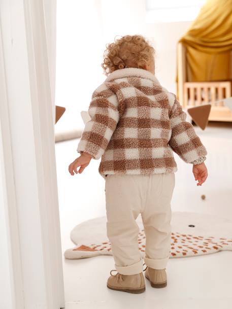 Babyjas van imitatiebont met ruitpatroon beige, geruit - vertbaudet enfant 