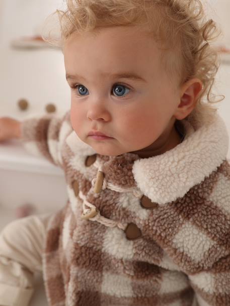 Babyjas van imitatiebont met ruitpatroon beige, geruit - vertbaudet enfant 