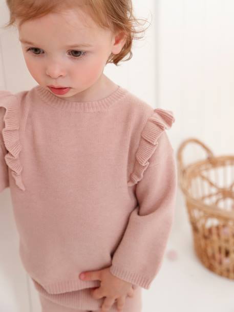 Tricot babyset trui + legging roze (poederkleur) - vertbaudet enfant 