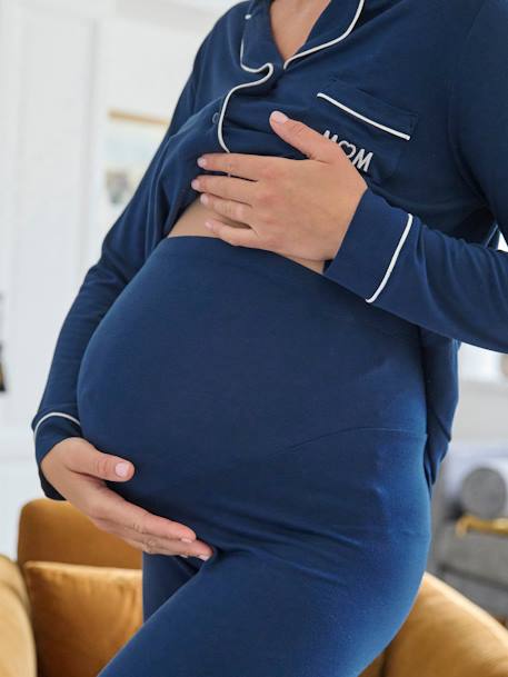 2-delige effen pyjamaset zwangerschap oceaanblauw+rozenhout - vertbaudet enfant 