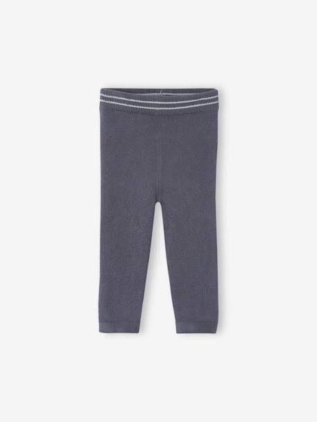 Gebreid babyvestje + legging + mutsje leigrijs+zachtpaars - vertbaudet enfant 