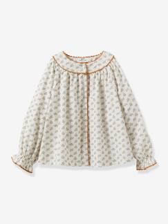 Meisje-Fluwelen meisjesblouse CYRILLUS met print Kate