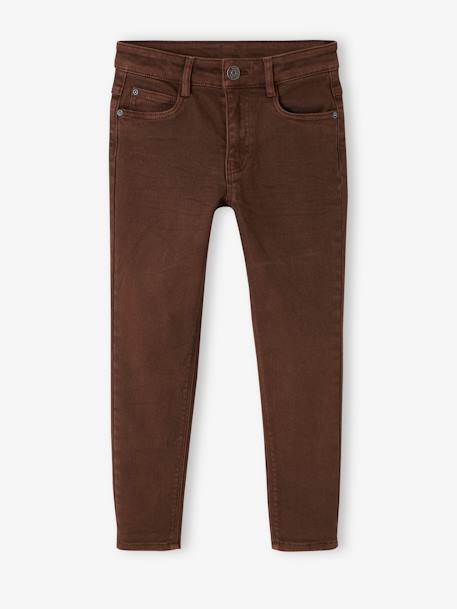 Gekleurde slim fit MorphologiK MEDIUM jongens beige+chocoladebruin+groen+groengrijs+hemelsblauw+leiblauw+nachtblauw+terracottategel - vertbaudet enfant 