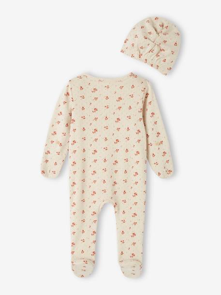 Gebreide baby jumpsuit met bijpassend mutje parelgrijs - vertbaudet enfant 