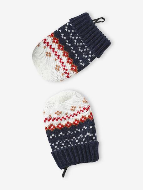 Kerstcadeauset 'Rendier' voor babyjongens - muts + sjaal + wanten marineblauw - vertbaudet enfant 