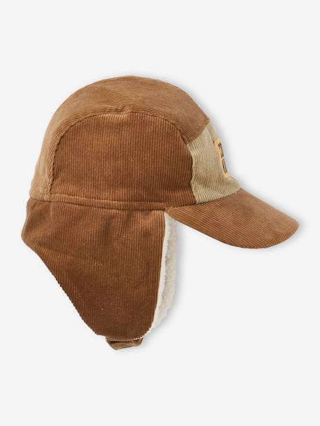 Fluwelen chapka met sherpa voering voor jongens beige - vertbaudet enfant 