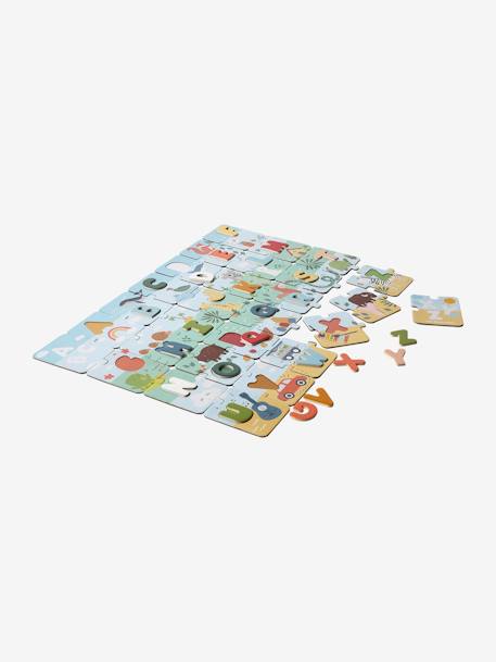 FSC® karton en hout 2-in-1 alfabetpuzzel wit - vertbaudet enfant 