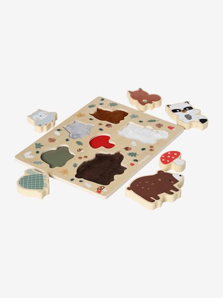 Chunky tactiele puzzel van FSC®-hout beige+bruin - vertbaudet enfant 