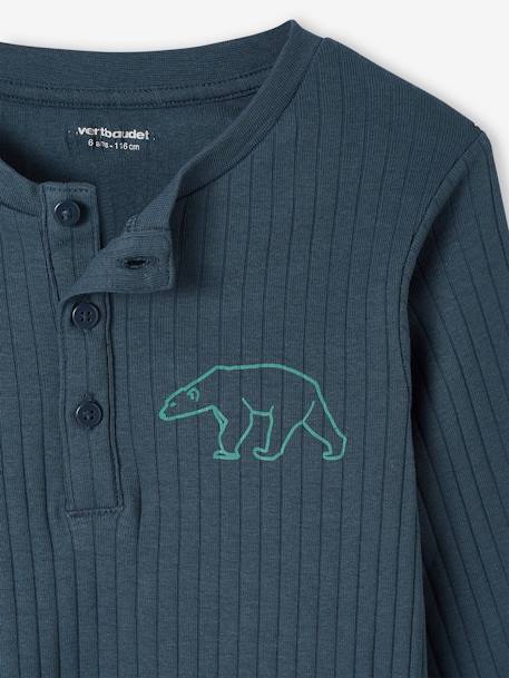 Set van 2 'beren'-pyjama's in ribtricot smaragdgroen - vertbaudet enfant 