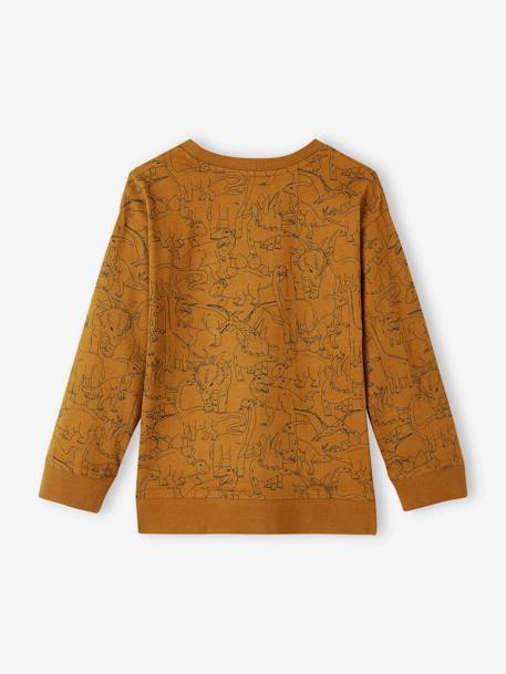 Jongensshirt in sweaterlook met print blauwgroen+ecru+okergeel - vertbaudet enfant 