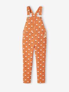 Meisje-Salopet, jumpsuit-Fluwelen salopette voor meisjes met bloemen