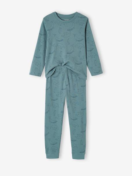 Set van 2 'beren'-pyjama's in ribtricot smaragdgroen - vertbaudet enfant 