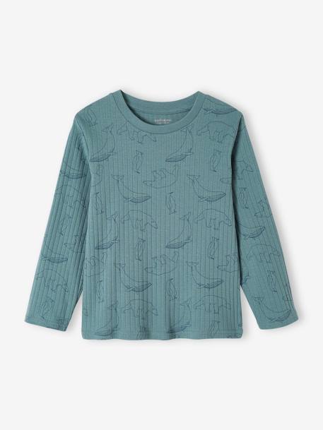 Set van 2 'beren'-pyjama's in ribtricot smaragdgroen - vertbaudet enfant 