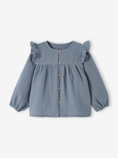 Baby-Overhemd, blouse-Babyblouse van katoengaas met ruches