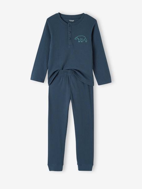 Set van 2 'beren'-pyjama's in ribtricot smaragdgroen - vertbaudet enfant 