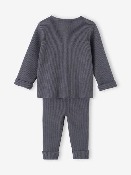 Set met shirt en broek voor baby's van tricot gechineerd lichtgrijs+leigrijs+wit - vertbaudet enfant 