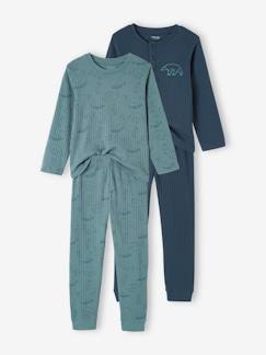 Jongens-Set van 2 "beren"-pyjama's in ribtricot