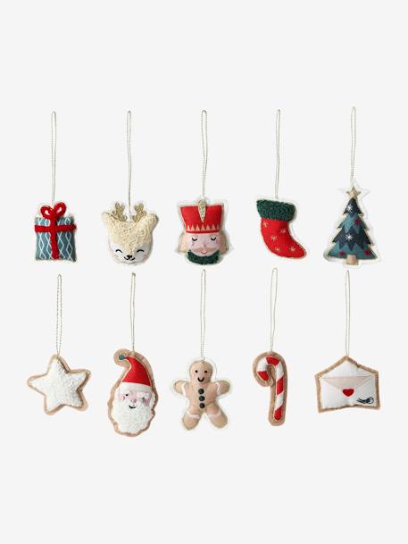 Set van 10 hangende kerstdecoraties van vilt Notenkraker rood - vertbaudet enfant 