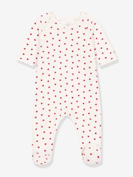 Fluwelen babypyjama hart PETIT BATEAU wit, bedrukt - vertbaudet enfant 