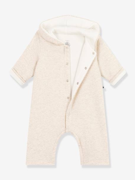 Lange gewatteerde jumpsuit met capuchon in katoen voor baby's PETIT BATEAU beige - vertbaudet enfant 