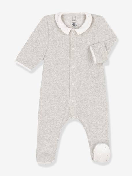 Fluwelen babypyjama PETIT BATEAU grijs - vertbaudet enfant 