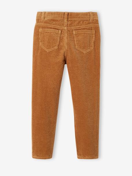 Fluwelen 'Mom fit' broek MorphologiK meisjes heupomtrek MEDIUM kameel - vertbaudet enfant 