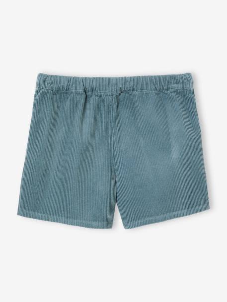 Short-rokje van ribfluweel met wikkeleffect bruin+groenblauw - vertbaudet enfant 