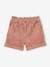 Fluwelen paperbag meisjesshort bosbesroze+camel+rozenhout - vertbaudet enfant 