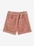 Fluwelen paperbag meisjesshort bosbesroze+camel+rozenhout - vertbaudet enfant 