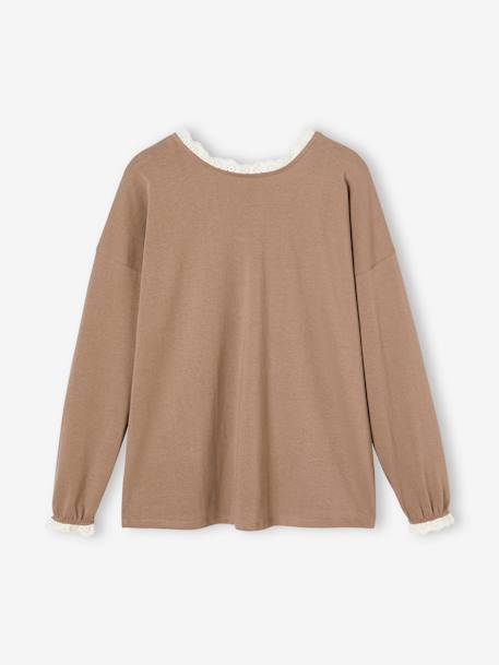 Omkeerbaar zwangerschapsshirt kanten afwerking taupe - vertbaudet enfant 